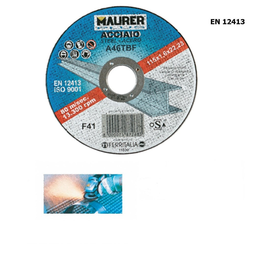 MAURER Disco da Taglio per Acciaio/Metalli 115x2,5 mm Confezione 25 Pz.