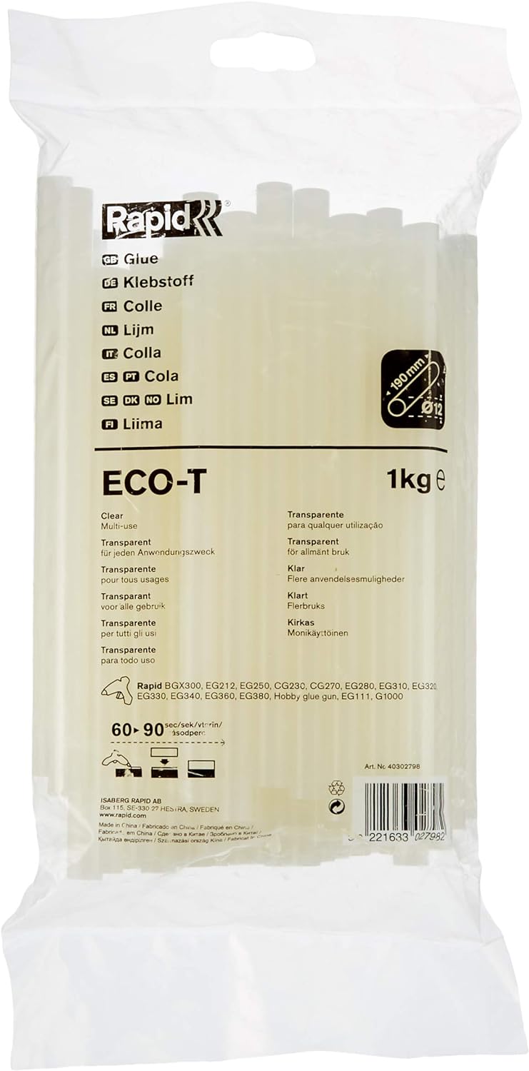 RAPID Stick di Colla a Caldo 1Kg Trasparente 190mm Ø12