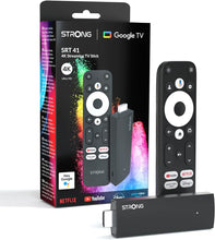 Carica l'immagine nel visualizzatore di Gallery, STRONG SRT41 Stick 4K HDMI Trasforma la tua TV in Smart Tv e Guarda i tuoi Canali del Digitale Terrestre in HD con Internet senza Antenna e con un Unica APP
